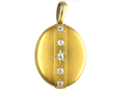 Victorian 18ct Gold Diamond Set Oval Locket in Original Case