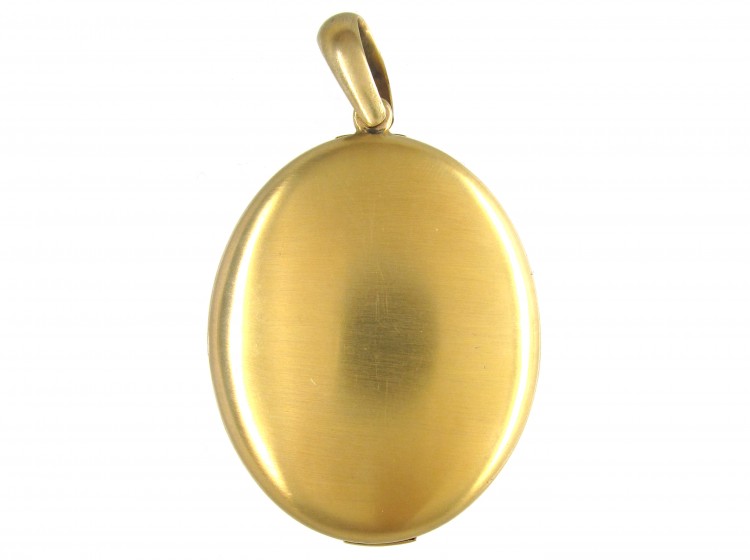 Victorian 18ct Gold Diamond Set Oval Locket in Original Case