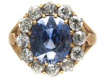 Large Edwardian Sapphire & Diamond Cluster Ring