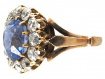 Large Edwardian Sapphire & Diamond Cluster Ring