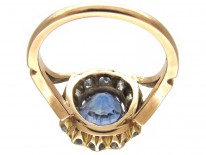 Large Edwardian Sapphire & Diamond Cluster Ring