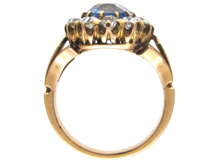 Large Edwardian Sapphire & Diamond Cluster Ring