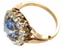 Large Edwardian Sapphire & Diamond Cluster Ring