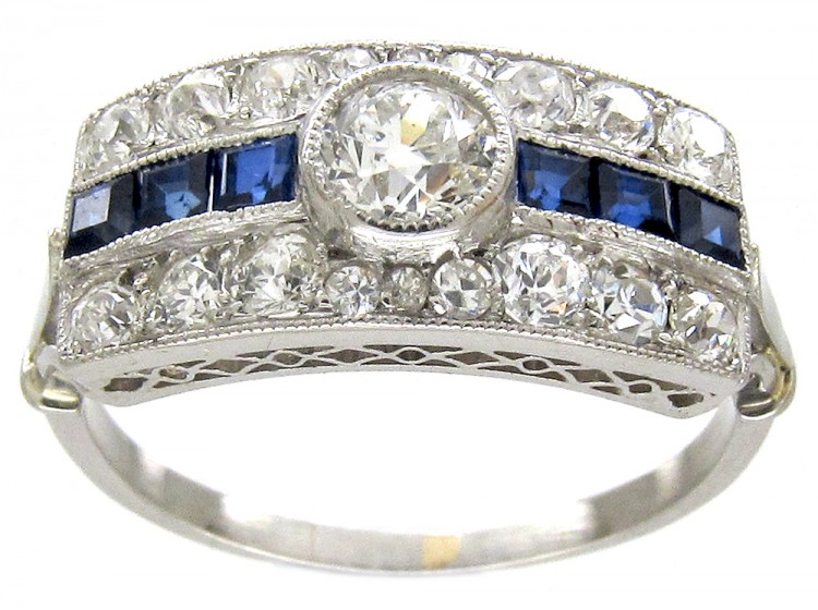Art Deco Sapphire & Diamond Ring