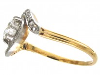 French Art Nouveau 18ct Gold & Platinum, Diamond Twist Ring