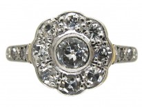 Edwardian Diamond Cluster Ring with Diamond Shoulders