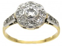 Edwardian Diamond Cluster Ring with Diamond Shoulders
