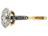 Edwardian Diamond Cluster Ring with Diamond Shoulders