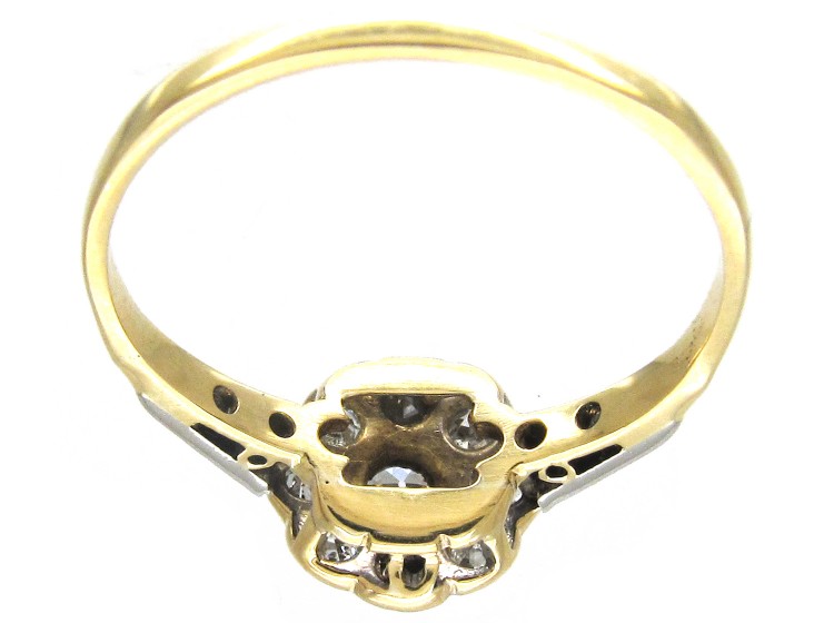 Edwardian Diamond Cluster Ring with Diamond Shoulders