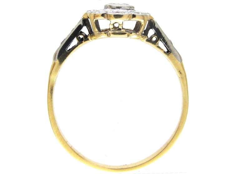 Edwardian Diamond Cluster Ring with Diamond Shoulders