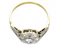 Edwardian Diamond Cluster Ring with Diamond Shoulders
