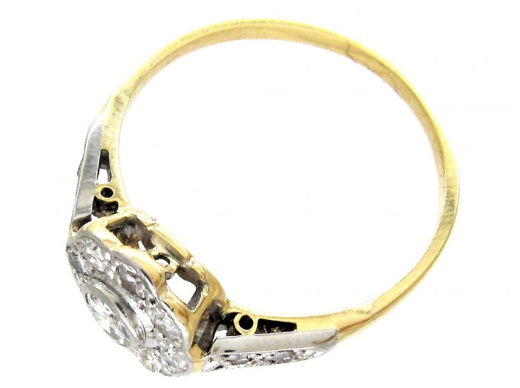 Edwardian Diamond Cluster Ring with Diamond Shoulders