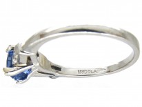 Sapphire Solitaire Ring with Diamond Baguette Shoulders