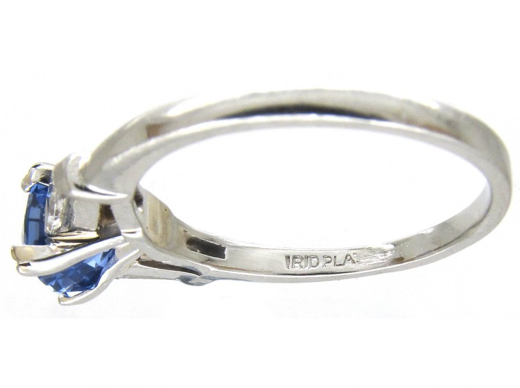 Sapphire Solitaire Ring with Diamond Baguette Shoulders