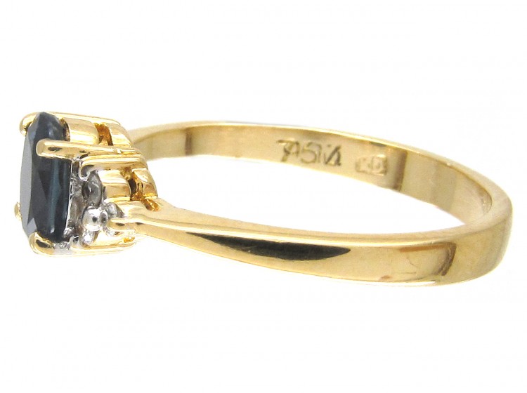 Solitaire Sapphire & Diamond Shoulders Ring