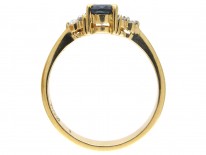 Solitaire Sapphire & Diamond Shoulders Ring