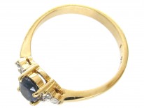 Solitaire Sapphire & Diamond Shoulders Ring