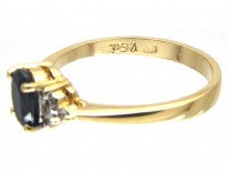 Solitaire Sapphire & Diamond Shoulders Ring