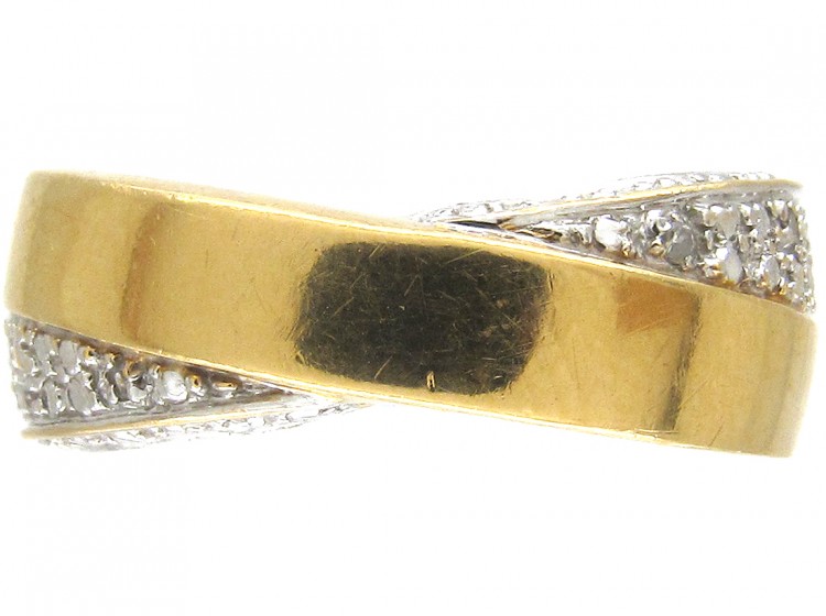 18ct Gold & Diamond Twisted Band Ring by Balmain