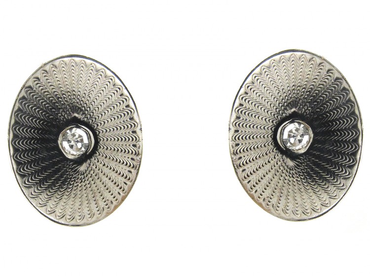 Oval Platinum & Diamond Earrings