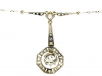 Art Deco Diamond Drop Pendant on Chain