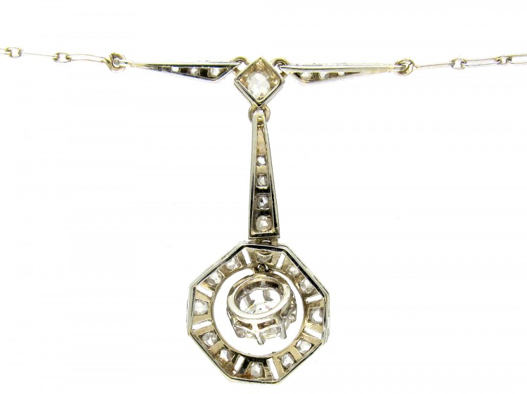 Art Deco Diamond Drop Pendant on Chain