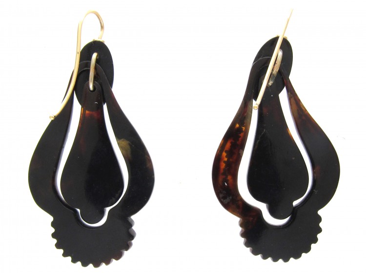 Victorian Tortoiseshell Pique Drop Earrings