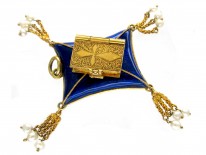Victorian 18ct Gold & Enamel Bible on a Cushion Pendant