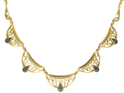 French 18ct Gold & Sapphire Necklace