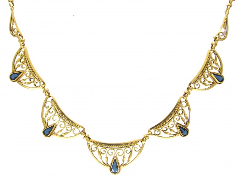 French 18ct Gold & Sapphire Necklace