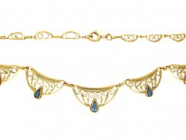 French 18ct Gold & Sapphire Necklace