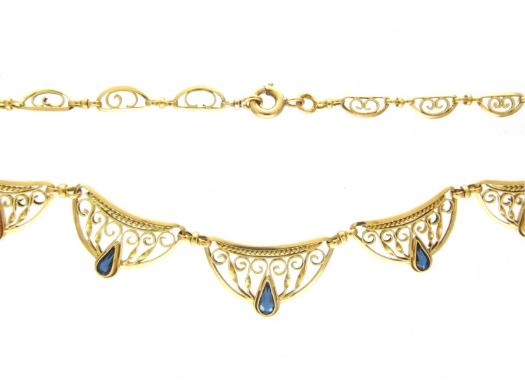 French 18ct Gold & Sapphire Necklace