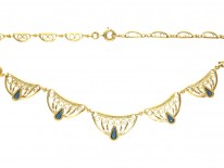 French 18ct Gold & Sapphire Necklace