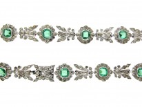 Victorian Silver & Green & White Paste Necklace