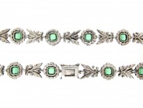 Victorian Silver & Green & White Paste Necklace