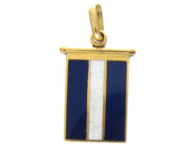 Edwardian 18ct Gold, Blue & White Enamel Flag Charm