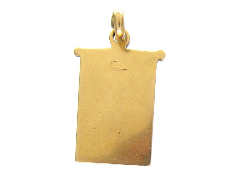 Edwardian 18ct Gold, Blue & White Enamel Flag Charm