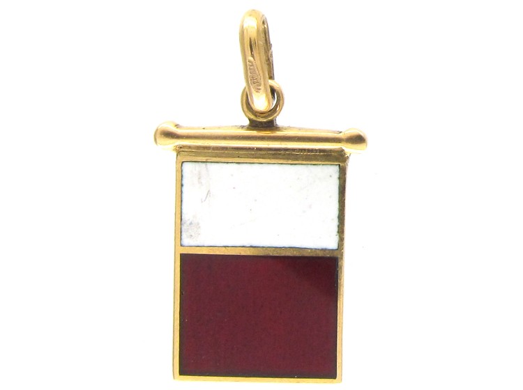 18ct Gold Red & White Enamel Charm