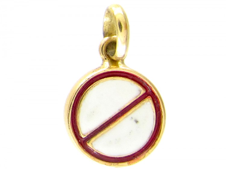 18ct Gold Vintage Traffic Sign Charm