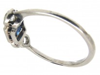 Art Deco Three Stone Square Sapphire & Diamond Ring