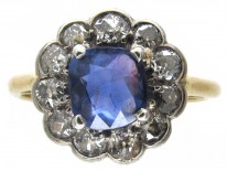 Edwardian Sapphire & Diamond Cluster Ring