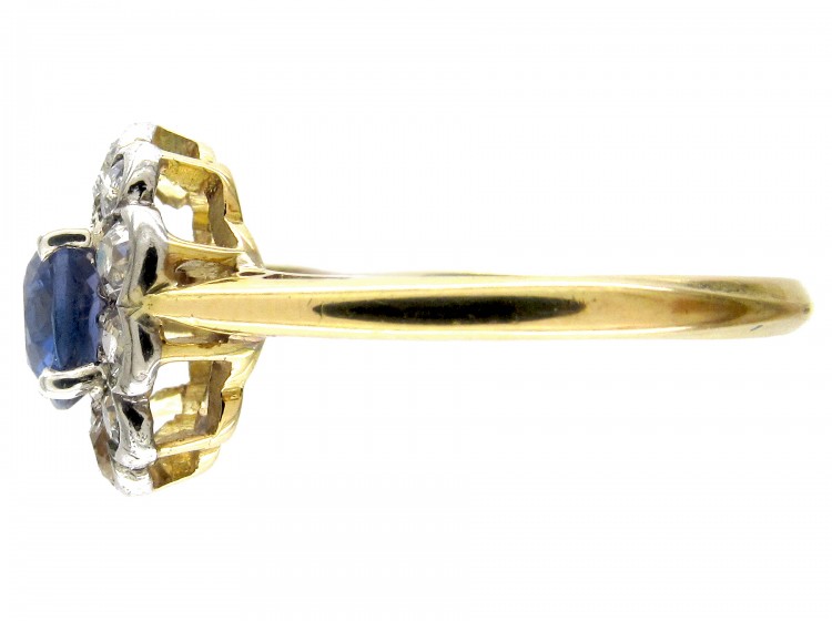 Edwardian Sapphire & Diamond Cluster Ring