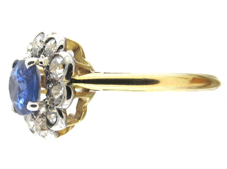Edwardian Sapphire & Diamond Cluster Ring