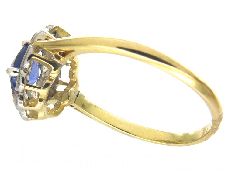 Edwardian Sapphire & Diamond Cluster Ring