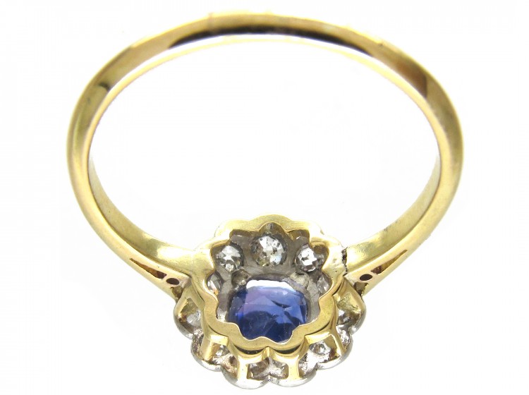Edwardian Sapphire & Diamond Cluster Ring