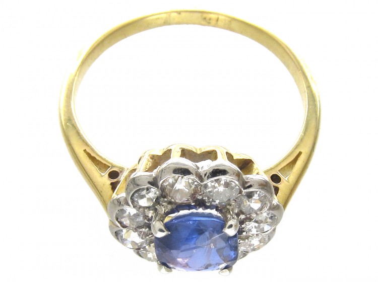 Edwardian Sapphire & Diamond Cluster Ring