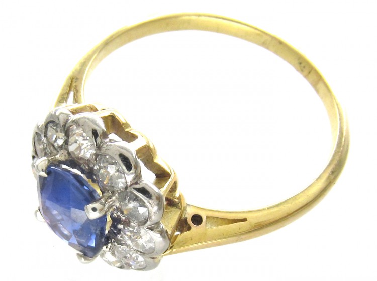 Edwardian Sapphire & Diamond Cluster Ring