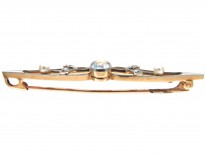 Edwardian Diamond & Aquamarine Bar Brooch