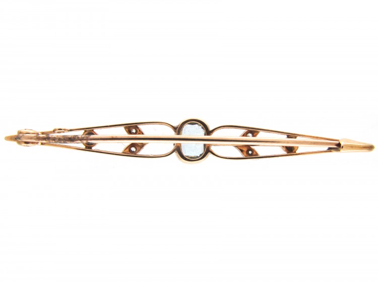 Edwardian Diamond & Aquamarine Bar Brooch