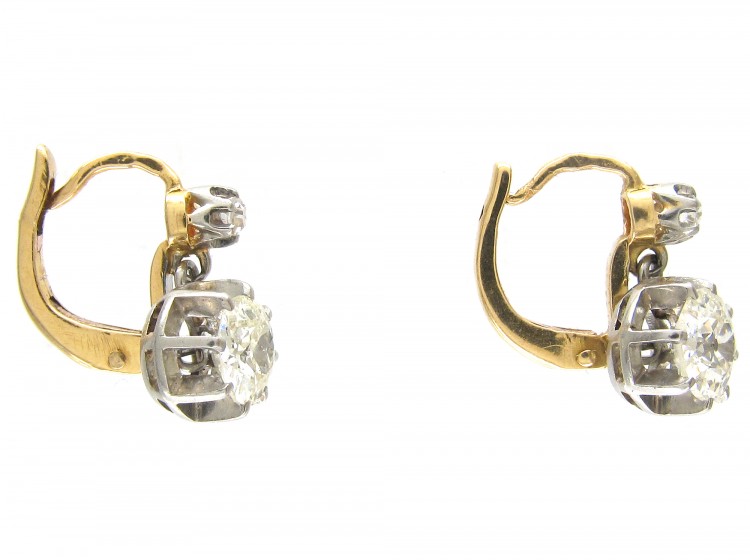 Diamond Two Stone Drop Earrings